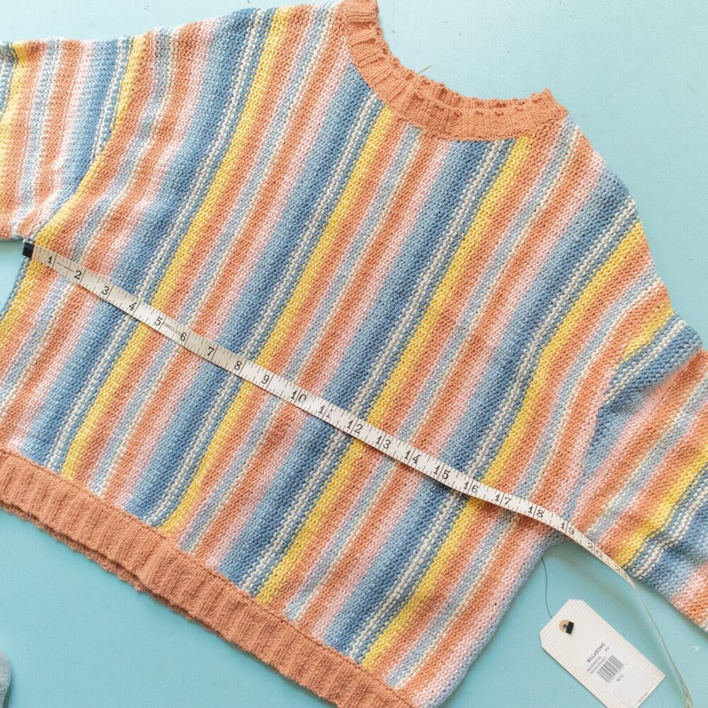 NWT Billabong Seeing Double Multicolored Crewneck Striped Sweater Size Medium - Picture 6 of 9